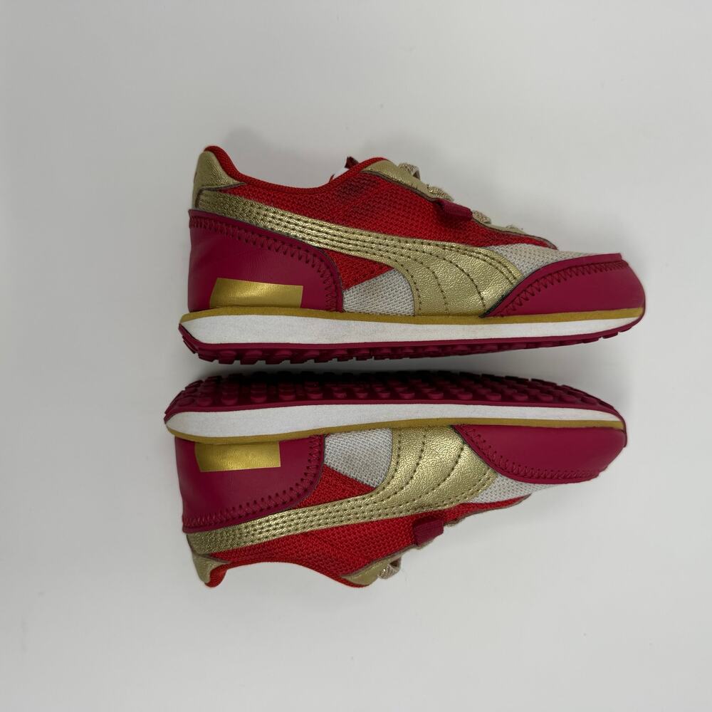 PUMA Ad Flyn Kids Red Gold Sneakers Size 10C - Picture 5 of 8